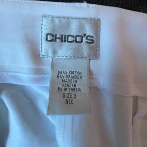 White Chicos pants. Size 3. Worn once. Slight stretch to material. Like new